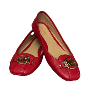 MICHAEL Michael Kors Red Flats with Gold Logo